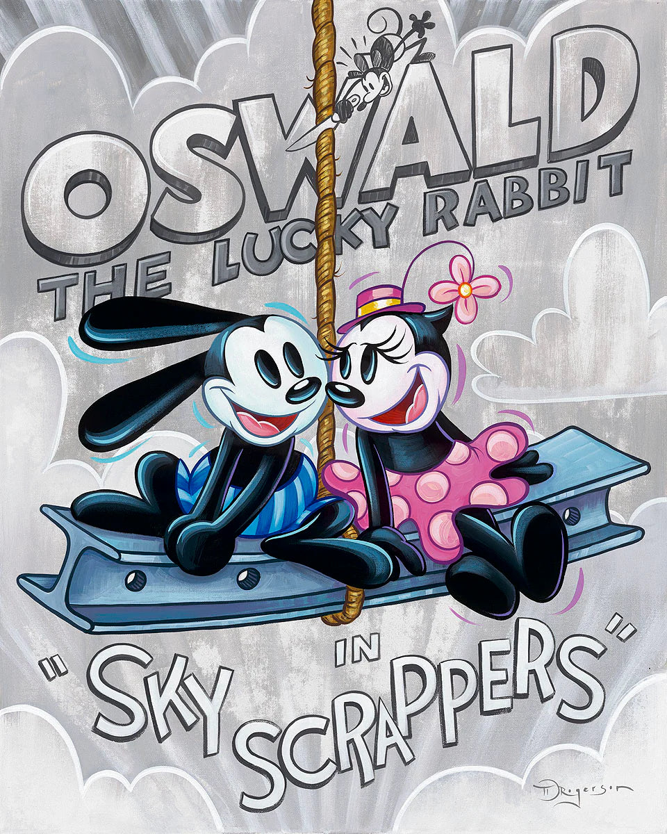 Oswald the Rabbit Walt Disney Fine Art Tim Rogerson Signed Limited Edition of 95 Print on Canvas "Sky Scrappers"
