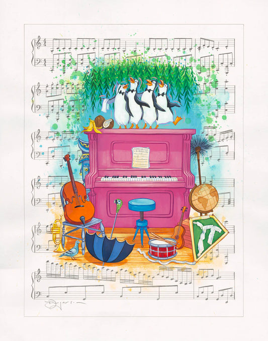 Mary Poppins Penguins Walt Disney Fine Art Tim Rogerson Signed Limited Edition of 95 Print on Canvas Ballads by Brothers