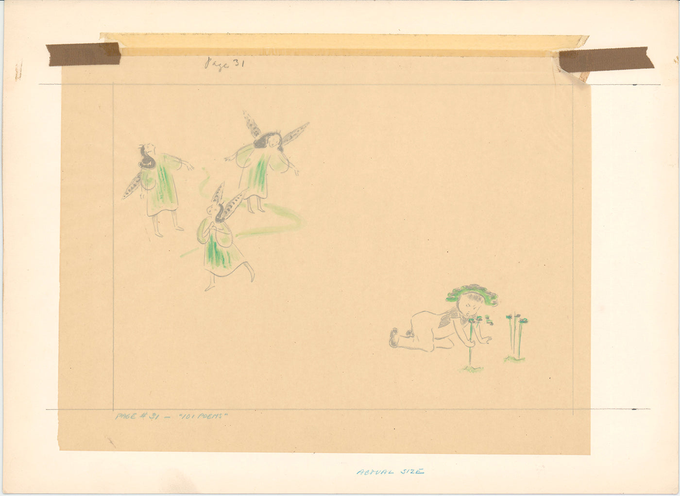 Illustration Book Page Original Drawing by Lowenheim c1978 Samuel Lowe T051