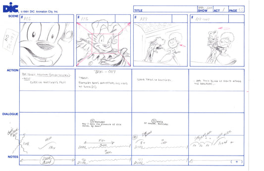 Sonic Underground Huge Hand-Drawn Production Storyboard 1999 from DIC Used to Make the Cartoon Pg 53