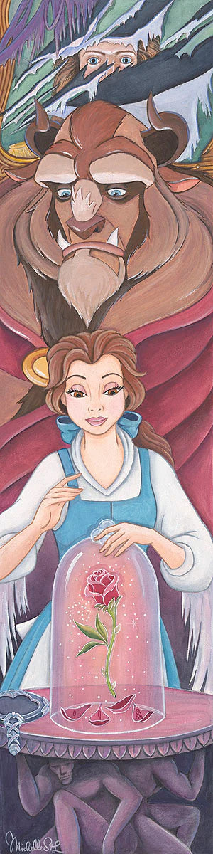 Beauty and the Beast Belle Walt Disney Fine Art Michelle St. Laurent Signed Limited Edition of 195 Print on Canvas - The Enchanted Rose