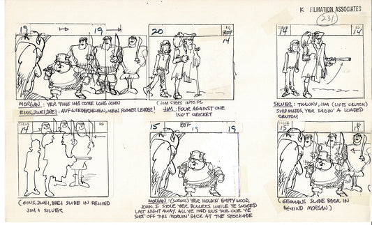Treasure Island Storyboard Art Cartoon 2 Pages Stevenson Filmation WB 1973 D-53