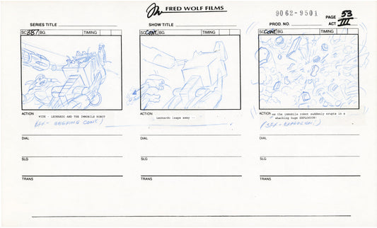 Teenage Mutant Ninja Turtles TMNT Original Production Animation Storyboard 1995 U3-53