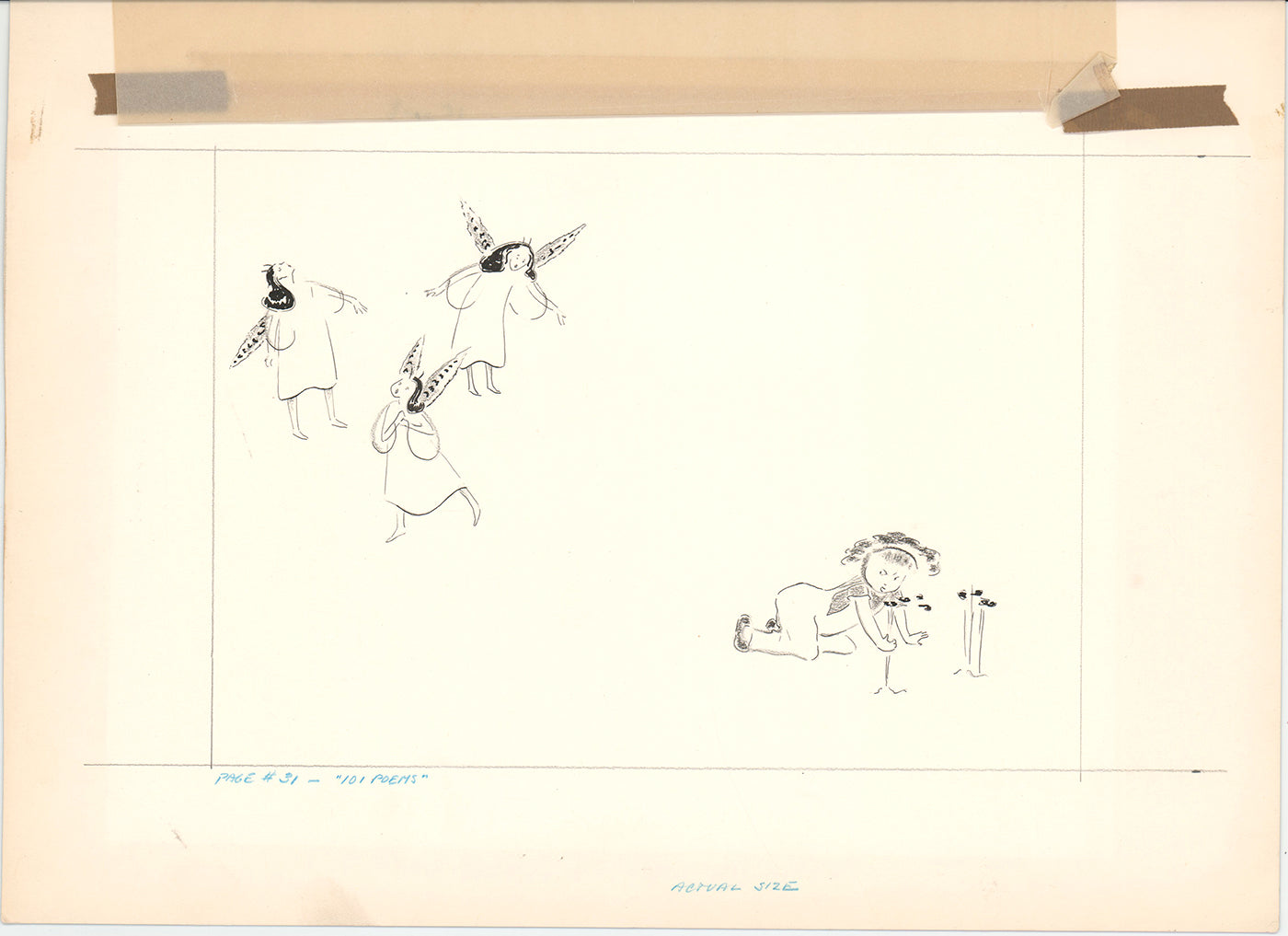Illustration Book Page Original Drawing by Lowenheim c1978 Samuel Lowe T051