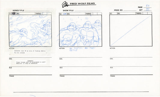 Teenage Mutant Ninja Turtles TMNT Original Production Animation Storyboard 1995 U3-54