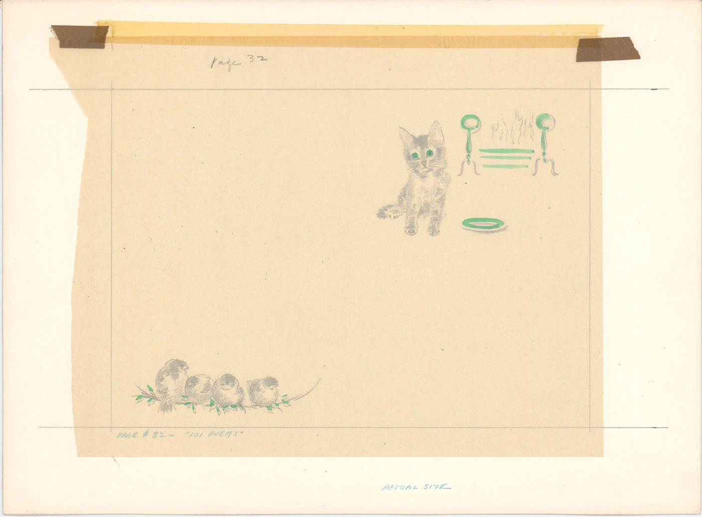 Illustration Book Page Original Drawing by Lowenheim c1978 Samuel Lowe T053