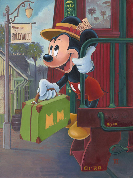 Mickey Mouse in Hollywood Railroad Walt Disney Fine Art Bret Iwan Signed Limited Edition Print of 195 on Canvas "Track 28"