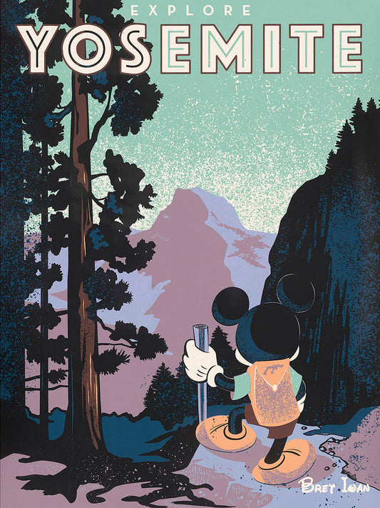Mickey Mouse National Parks Camping Walt Disney Fine Art Bret Iwan Signed Limited Edition Print of 195 on Canvas "Yosemite"