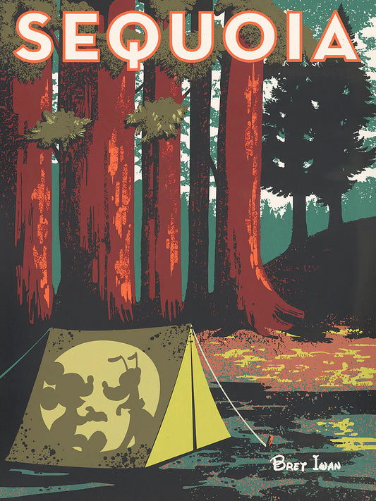 Mickey Mouse and Pluto Camping Walt Disney Fine Art Bret Iwan Signed Limited Edition Print of 195 on Canvas "Sequoia"