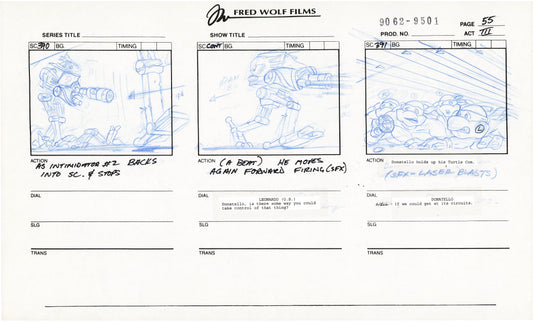 Teenage Mutant Ninja Turtles TMNT Original Production Animation Storyboard 1995 U3-55