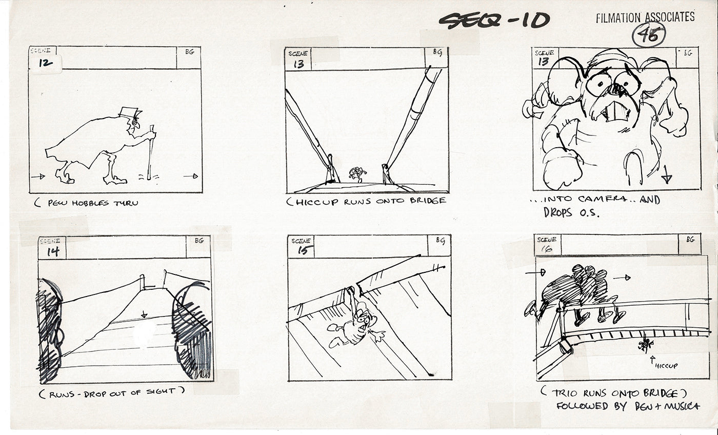 Treasure Island Storyboard Art Cartoon 2 Pages Stevenson Filmation WB 1973 A-55