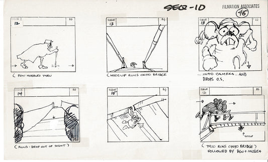Treasure Island Storyboard Art Cartoon 2 Pages Stevenson Filmation WB 1973 A-55