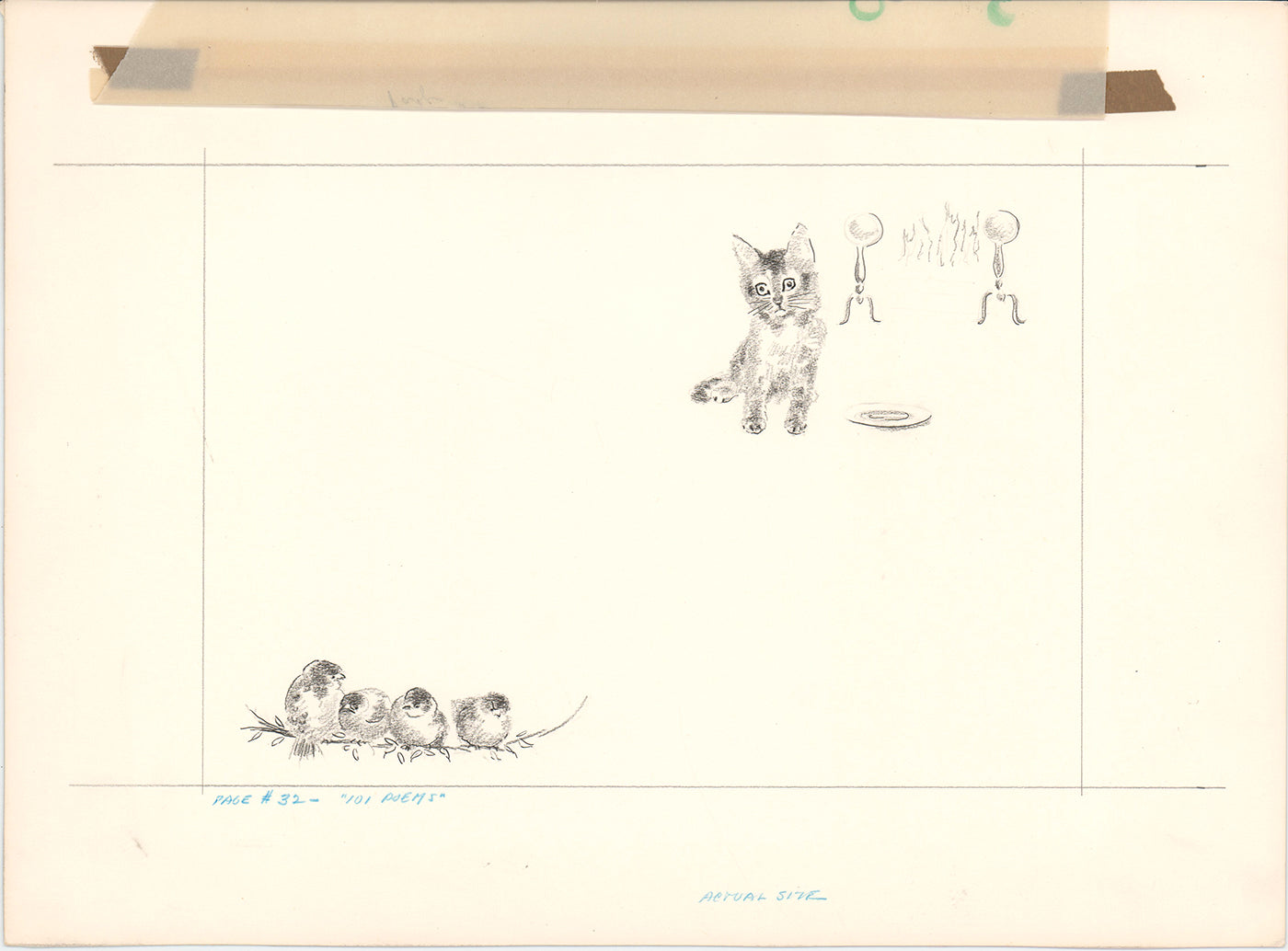 Illustration Book Page Original Drawing by Lowenheim c1978 Samuel Lowe T053