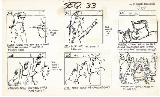 Treasure Island Storyboard Art Cartoon 2 Pages Stevenson Filmation WB 1973 D-55