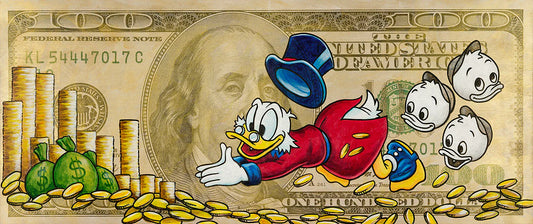 Ducktales Scrooge McDuck Walt Disney Fine Art Stephen Fishwick Signed Limited Ed Print of 195 on Canvas "The World is Mine"