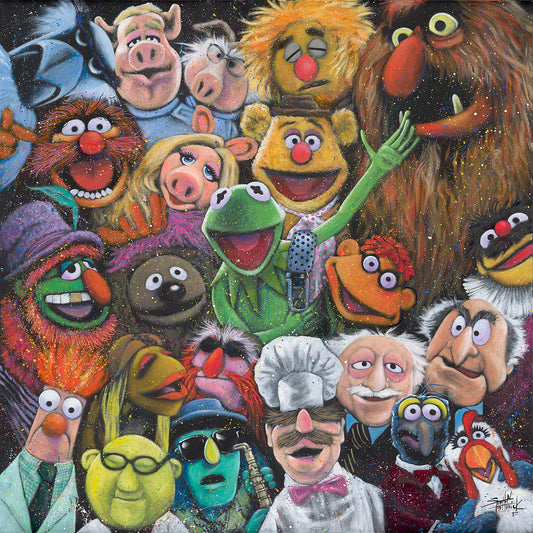 The Muppets Walt Disney Fine Art Stephen Fishwick Signed Limited Ed Print of 195 on Canvas "The Gangs All Here"