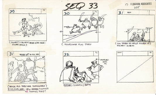 Treasure Island Storyboard Art Cartoon 2 Pages Stevenson Filmation WB 1973 D-57