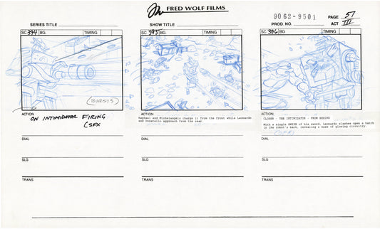 Teenage Mutant Ninja Turtles TMNT Original Production Animation Storyboard 1995 U3-57