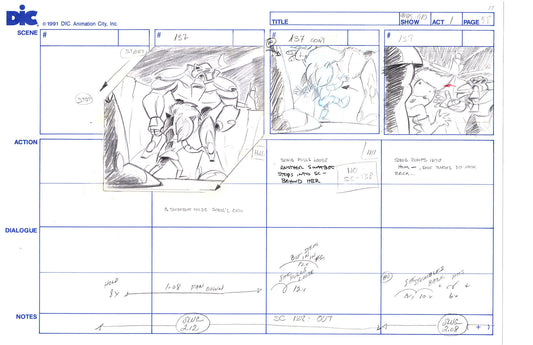 Sonic Underground Huge Hand-Drawn Production Storyboard 1999 from DIC Used to Make the Cartoon Pg 58