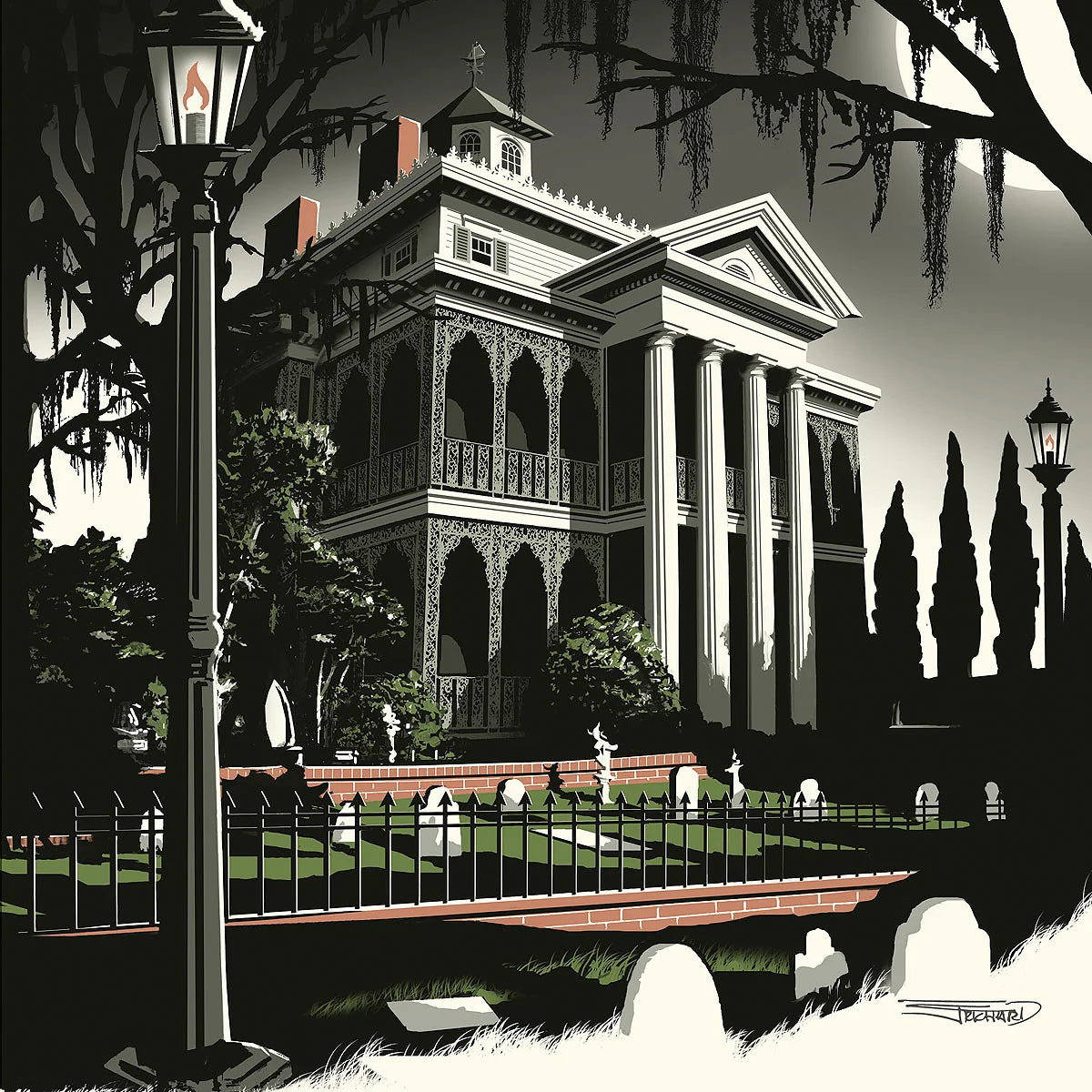 Haunted Mansion Walt Disney Fine Art JC Richard Signed Limited Edition of 195 Canvas Print Where Spirits Gather