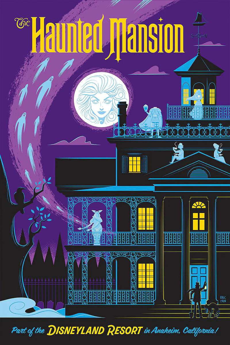 Halloween Walt Disney Fine Art Eric Tan Signed Limited Edition of 195 Canvas Print "Disneyland's Haunted Mansion"