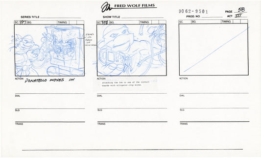 Teenage Mutant Ninja Turtles TMNT Original Production Animation Storyboard 1995 U3-58