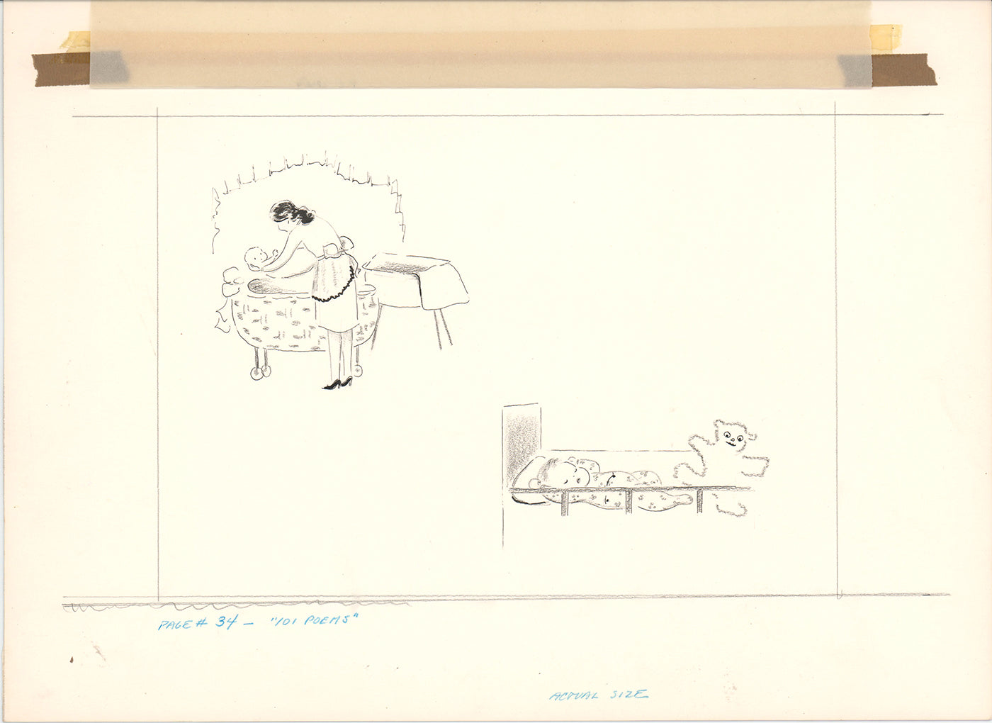 Illustration Book Page Original Drawing by Lowenheim c1978 Samuel Lowe T057