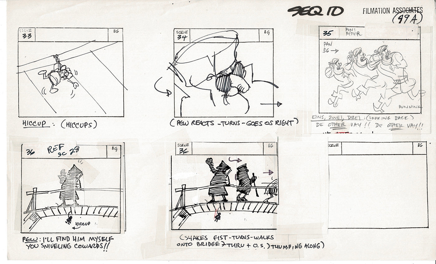 Treasure Island Storyboard Art Cartoon 2 Pages Stevenson Filmation WB 1973 A-59