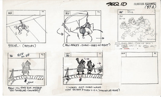 Treasure Island Storyboard Art Cartoon 2 Pages Stevenson Filmation WB 1973 A-59