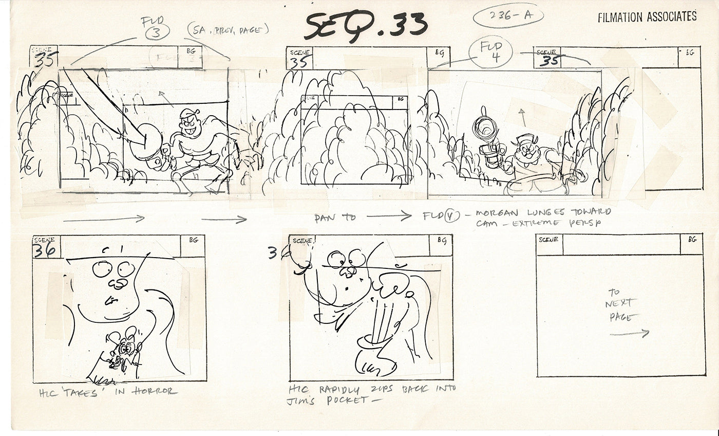 Treasure Island Storyboard Art Cartoon 2 Pages Stevenson Filmation WB 1973 D-59