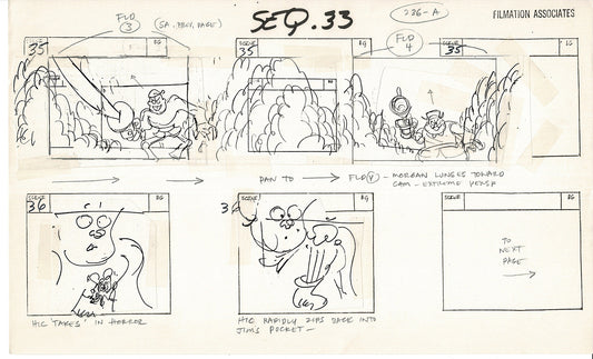 Treasure Island Storyboard Art Cartoon 2 Pages Stevenson Filmation WB 1973 D-59