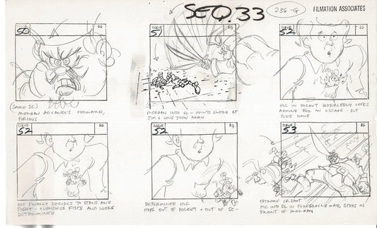 Treasure Island Storyboard Art Cartoon 2 Pages Stevenson Filmation WB 1973 E-05