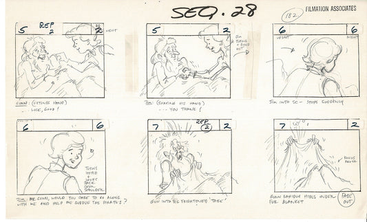 Treasure Island Storyboard Art Cartoon 2 Pages Stevenson Filmation WB 1973 D-05