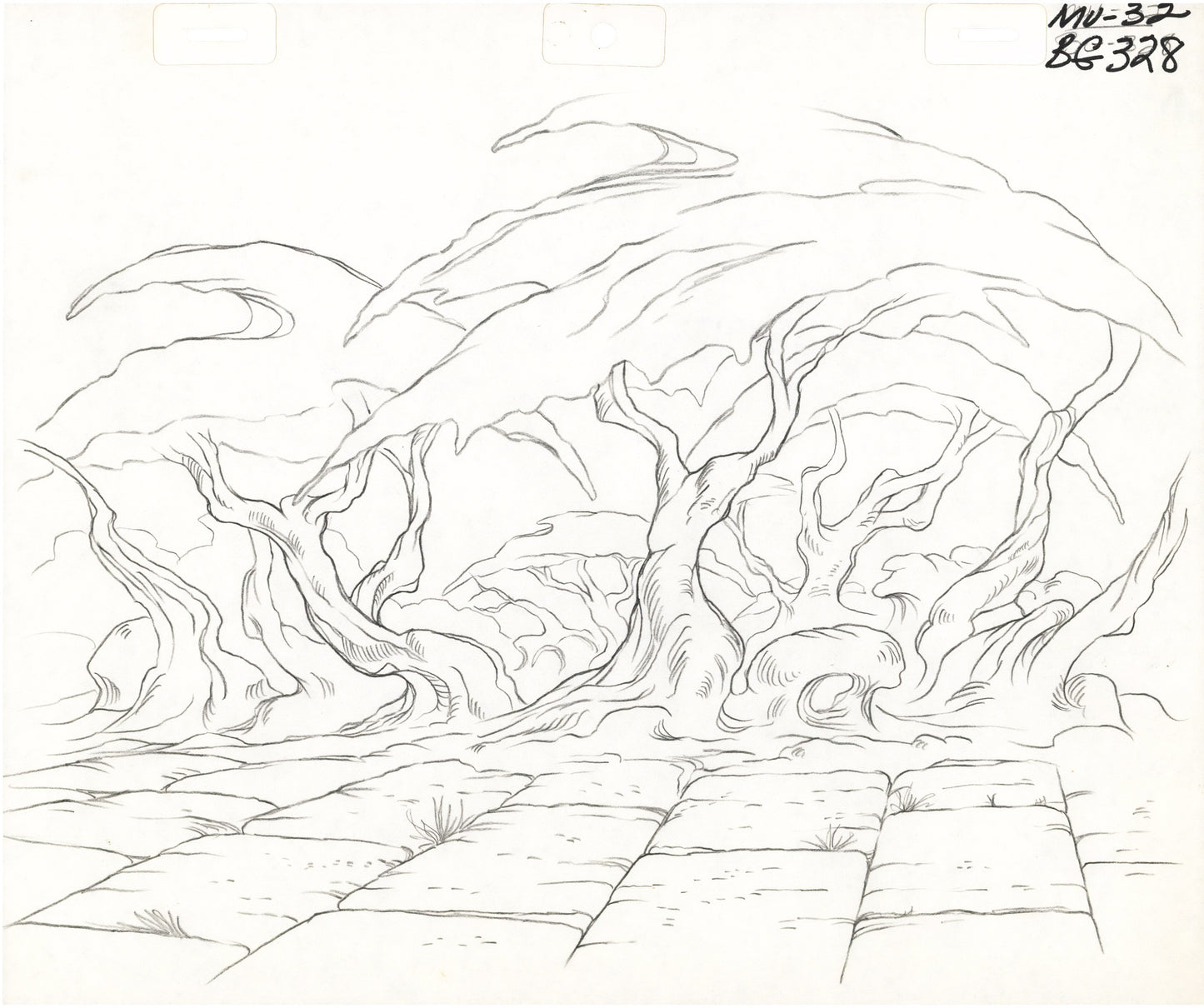 He-Man and the Masters of the Universe Animation Production Pencil Background Drawing For Cels Filmation 1980s A-05