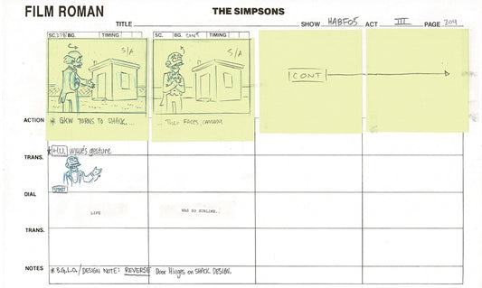 The Simpsons Original Production Animation Storyboard 2006 Fox 5