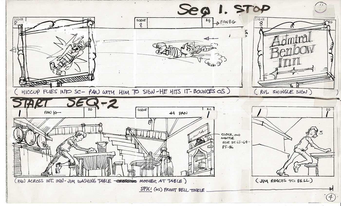 Treasure Island Storyboard Art Cartoon 2 Pages Stevenson Filmation WB 1973 A-05