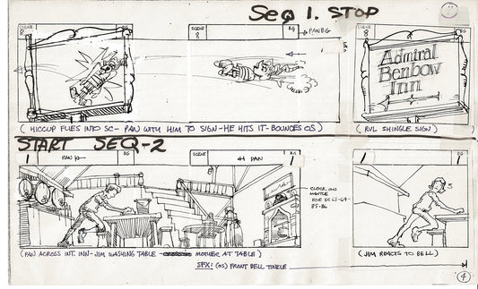 Treasure Island Storyboard Art Cartoon 2 Pages Stevenson Filmation WB 1973 A-05