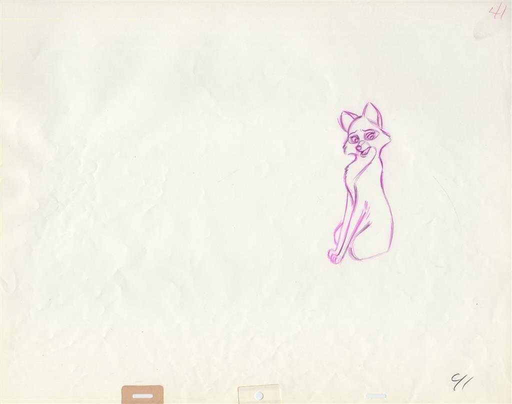 The Fox and the Hound VIXEY Walt Disney Production Animation Cel Drawing 1981 C
