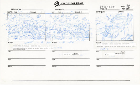 Teenage Mutant Ninja Turtles TMNT Original Production Animation Storyboard 1995 U3-60
