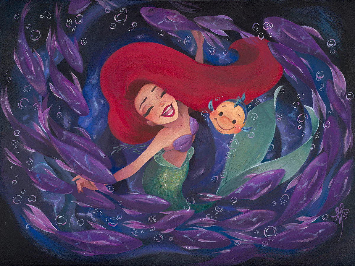 The Little Mermaid Ariel Walt Disney Fine Art Liana Hee Signed Limited Edition of 95 Print on Canvas - Wish I Could Be