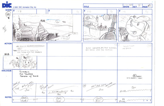 Sonic Underground Huge Hand-Drawn Production Storyboard 1999 from DIC Used to Make the Cartoon Pg 62