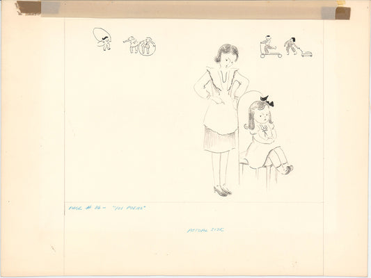 Illustration Book Page Original Drawing by Lowenheim c1978 Samuel Lowe T061