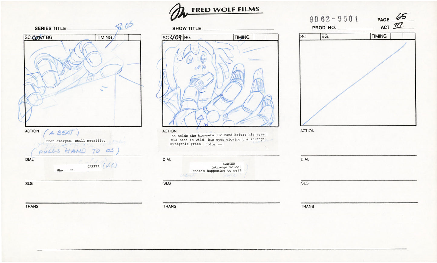 Teenage Mutant Ninja Turtles TMNT Original Production Animation Storyboard 1995 U3-65