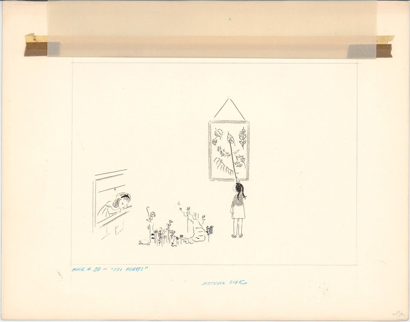 Illustration Book Page Original Drawing by Lowenheim c1978 Samuel Lowe T065