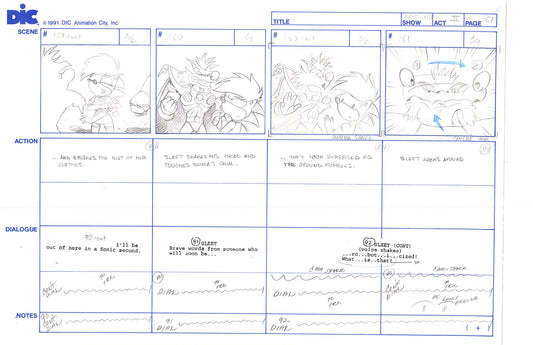 Sonic Underground Huge Hand-Drawn Production Storyboard 1999 from DIC Used to Make the Cartoon Pg 67