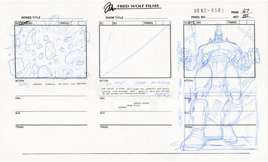 Teenage Mutant Ninja Turtles TMNT Original Production Animation Storyboard 1995 U3-67