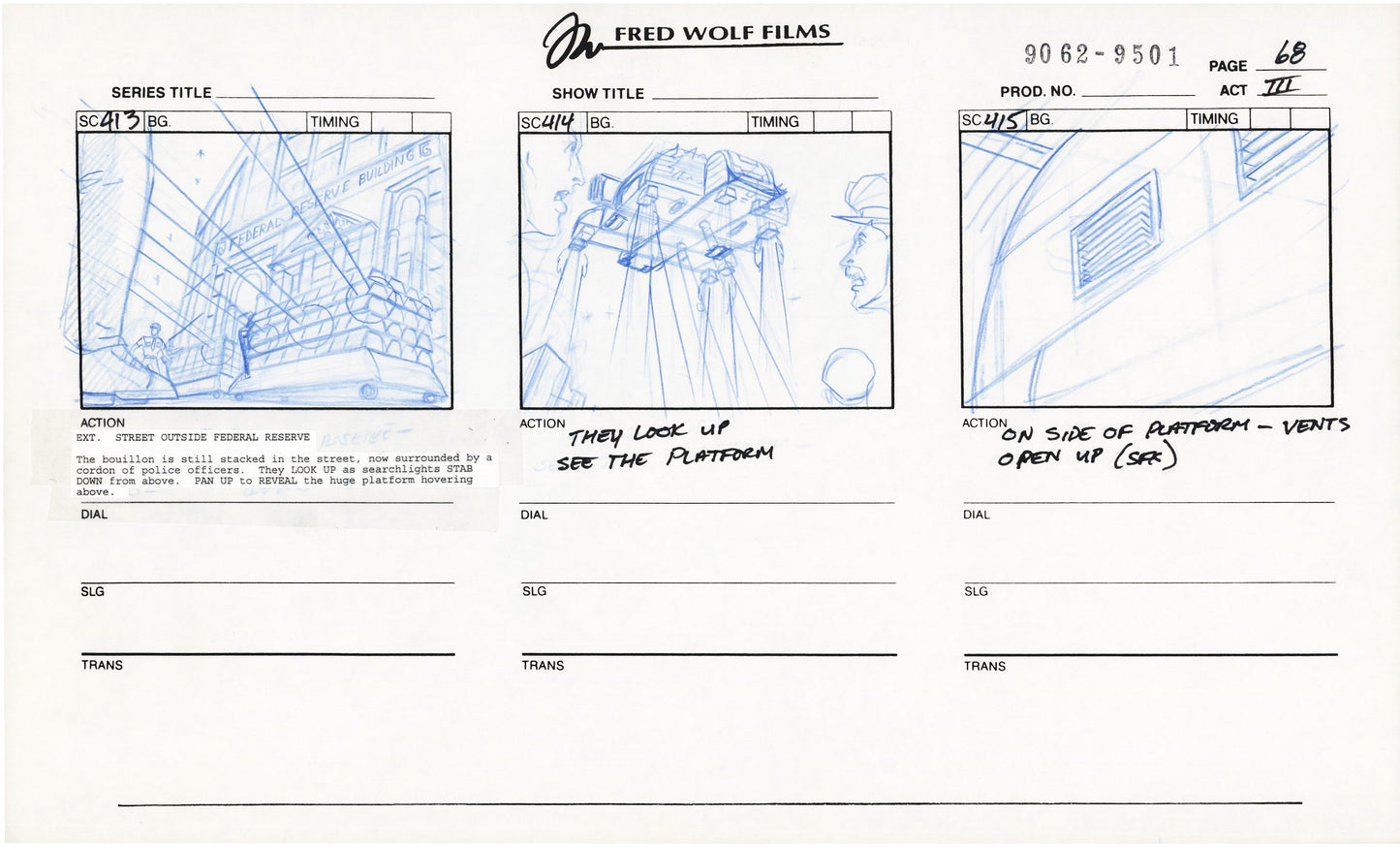 Teenage Mutant Ninja Turtles TMNT Original Production Animation Storyboard 1995 U3-68