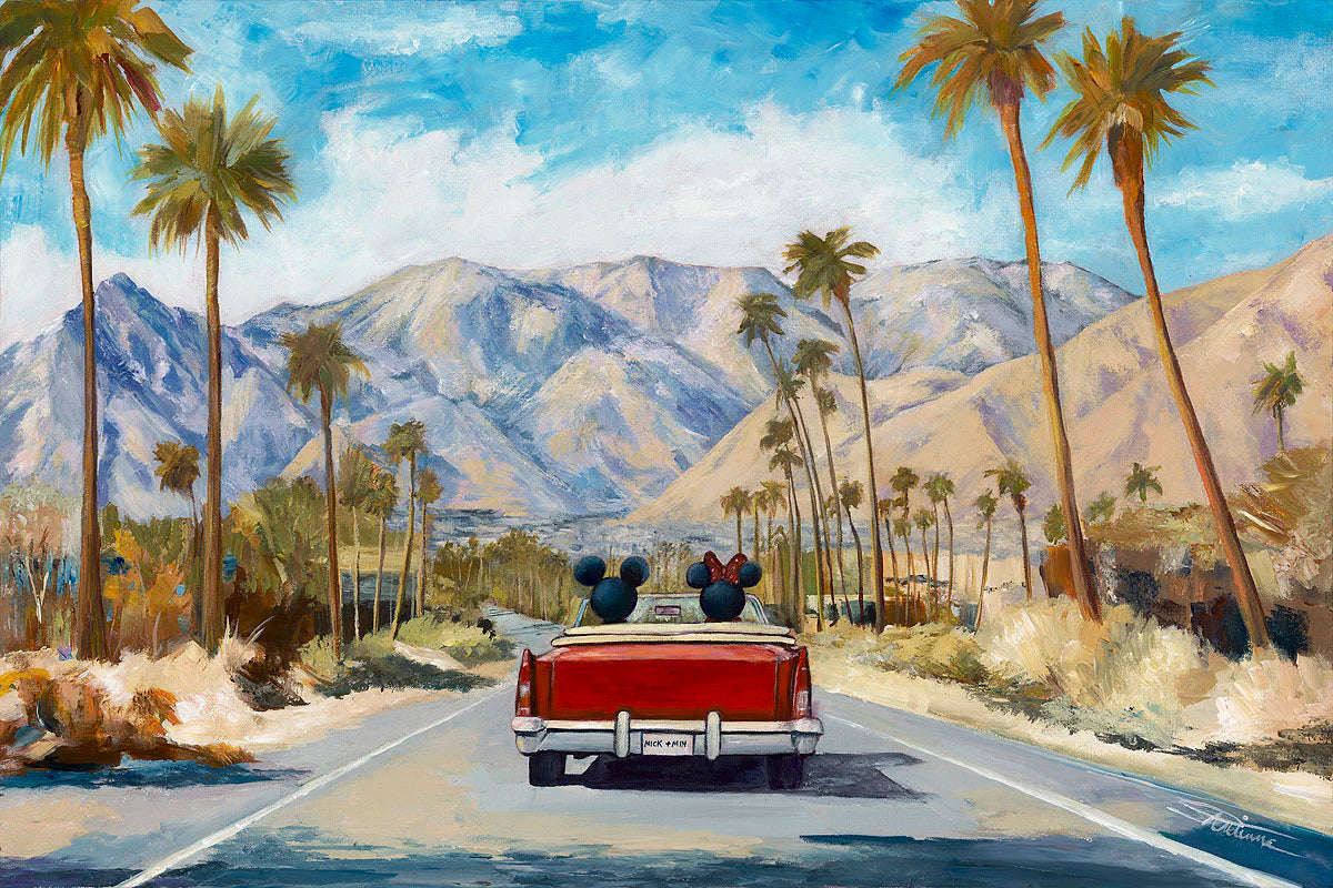 Mickey Mouse and Minnie Mouse Walt Disney Fine Art Arienne Boley Signed Limited Edition of 95 Print on Canvas - Heatwaves and Highways