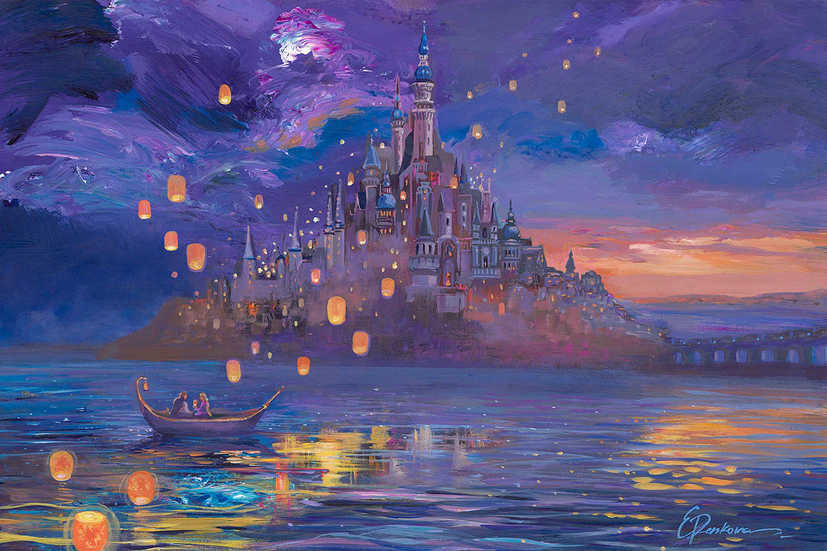 Tangled Walt Disney Fine Art Elena Penkova Signed Limited Edition of 95 Canvas Print Lanterns of Hope