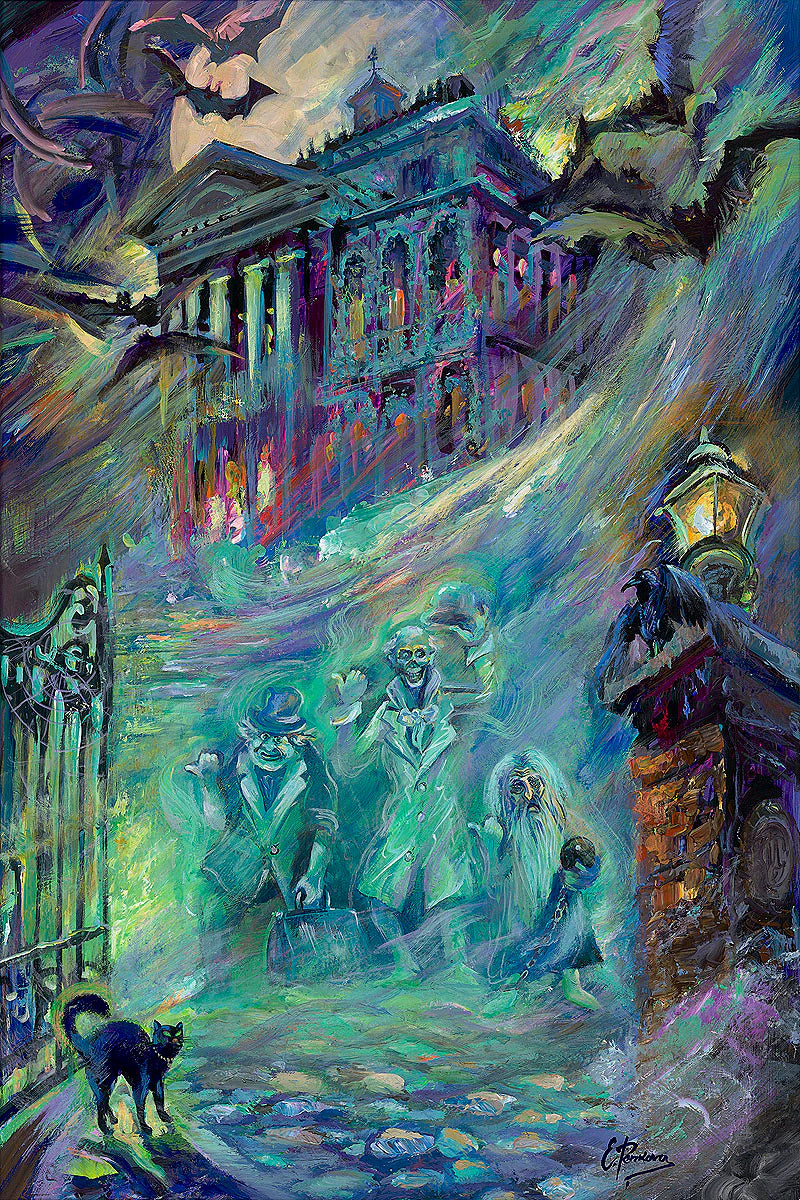Haunted Mansion Walt Disney Fine Art Elena Penkova Signed Limited Edition of 95 Canvas Print Haunting for a Lift